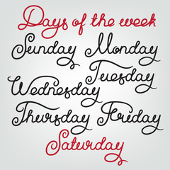 Handwritten days of the week