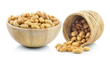 peanuts in the basket on white background