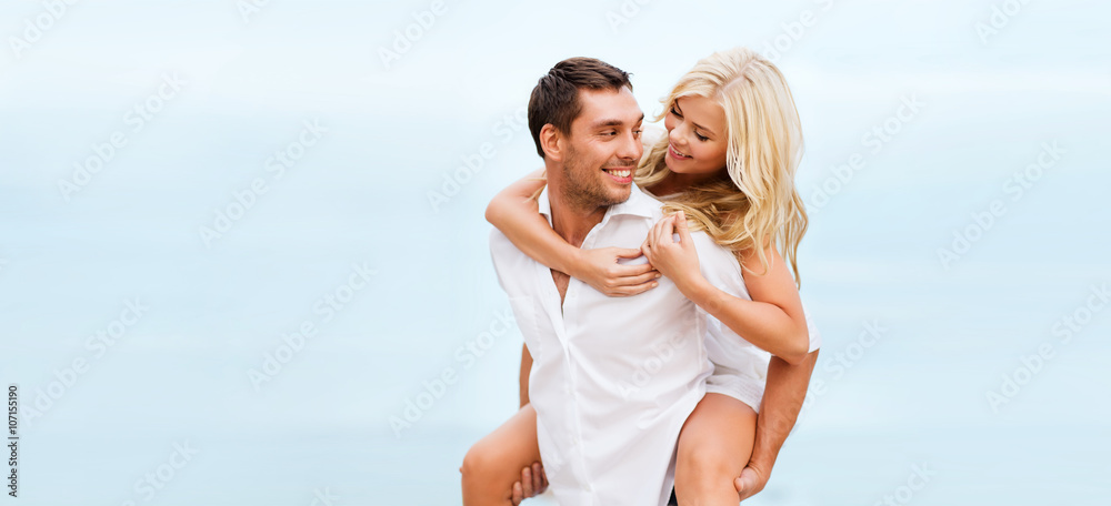 Canvas Prints couple at seaside