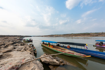 Dock of kong river at Sam pan bok in Ubon Ratchathani, Thailand