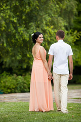 Fototapeta premium full of love stylish beautiful young caucasian couple on backgro
