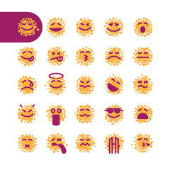 Set of spotty emoji emoticons