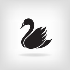 Stylized silhouette of  Swan on a light background.