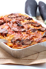 Timballo di riso con pomodoro e melanzane