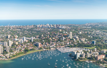 Fototapeta premium Sydney, Australia. Awesome aerial view from helicopter on a beau