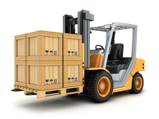 Forklift truck and box