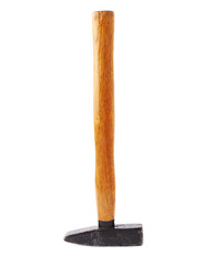 Big metal hammer over white isolated background