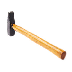 Big metal hammer over white isolated background