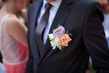 stylish fashion groom, on the background people, wedding, tradit