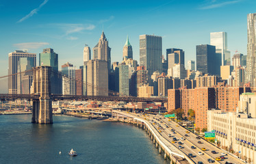 NEW YORK CITY - SEPTEMBER 21, 2015: City skyline and skyscrapers