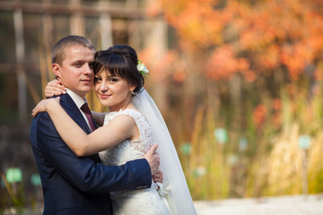 gorgeous, happy, beautiful couple in the botanical garden, weddi