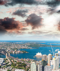 Sydney, Australia. Awesome aerial view from helicopter on a beau
