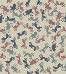 Seamless pattern with colorful vintage cars
