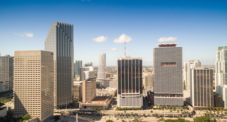 Fototapeta na wymiar Awesome aerial view of Miami skyline from helicopter