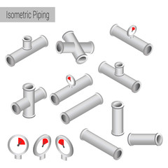 Vector 3d flat isometric illustration collection of detailed Construction Pieces