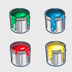 Four icons cans of interior paint