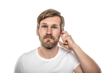 Man Scratching in His Ear.