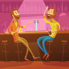 Friends In The Bar Illustration 