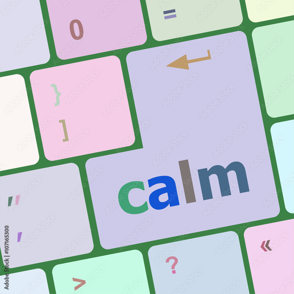 Poster calm key on computer keyboard button vector illustration