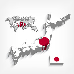 Japan 3D ( map and flag )( transportation and tourism concept )