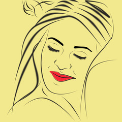 Девушка нежно обнимает мужчину. Силуэт линии рисунок.