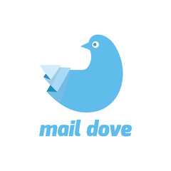 Mail Dove Logo Design Flat Bird