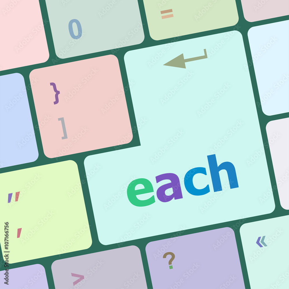 Poster each button on computer keyboard vector illustration
