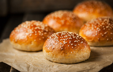 Fresh homemade burger buns