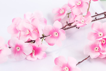 Fototapeta na wymiar The plastic sakura on white background, isolated