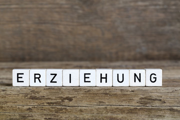 The German word education written in cubes