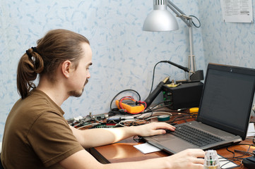 Hardware engineer in workplace