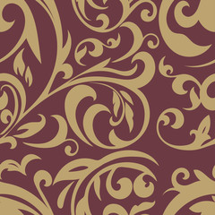 Seamless pattern with floral design. Wallpaper Baroque.
