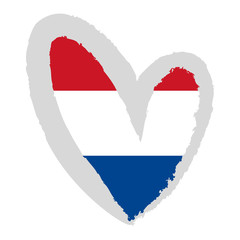 The flag of the Netherlands in the shape of heart.