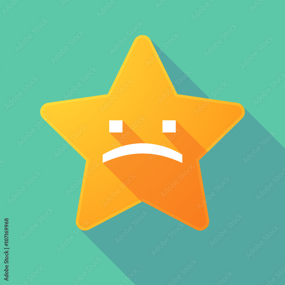 Poster long shadow star with a sad text face