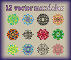 A collection of mandalas. Round Ornament. Vintage decorative elements. Hand-drawn background. Islam, Arabic, Indian, Ottoman motifs.