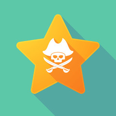 Long shadow star with a pirate skull