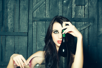 Plakat Sexy woman with wine