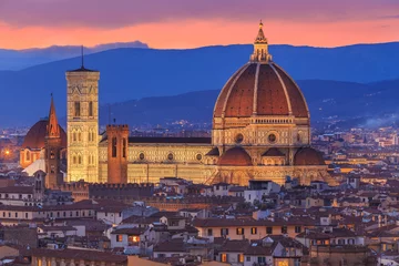 Zelfklevend Fotobehang Zonsondergang in Florence, Toscane, Italië © elena_suvorova