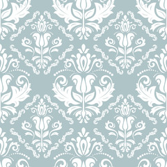 Oriental vector classic light blue and white ornament. Seamless abstract background with repeating elements