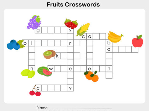 Fruits Crosswords - Worksheet for education