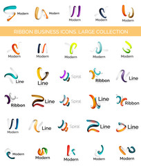 Vector line ribbon logo set