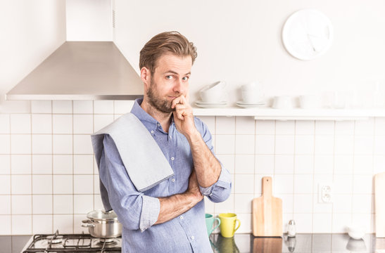 Forty Years Old Caucasian Man Or Chef In The Kitchen