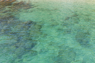 Transparent clear Sea surface with waves reflection aqua perspec