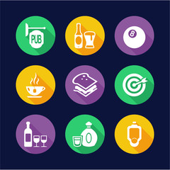 Pub Icons Flat Design Circle