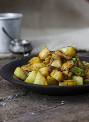 fried potatoes with mushrooms