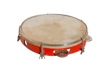 Fototapeta na wymiar classic music instrument the tambourine isolated on white background