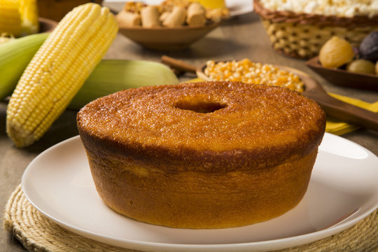 Corn cake. Traditional Brazilian treats made of corn.