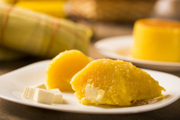 Pamonha with cheese - typical food of green corn - tasty and che