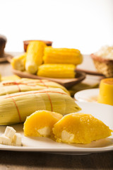 Pamonha with cheese - typical food of green corn - tasty and che