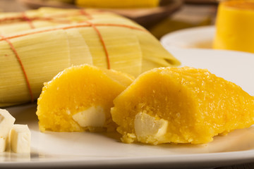 Pamonha with cheese - typical food of green corn - tasty and che